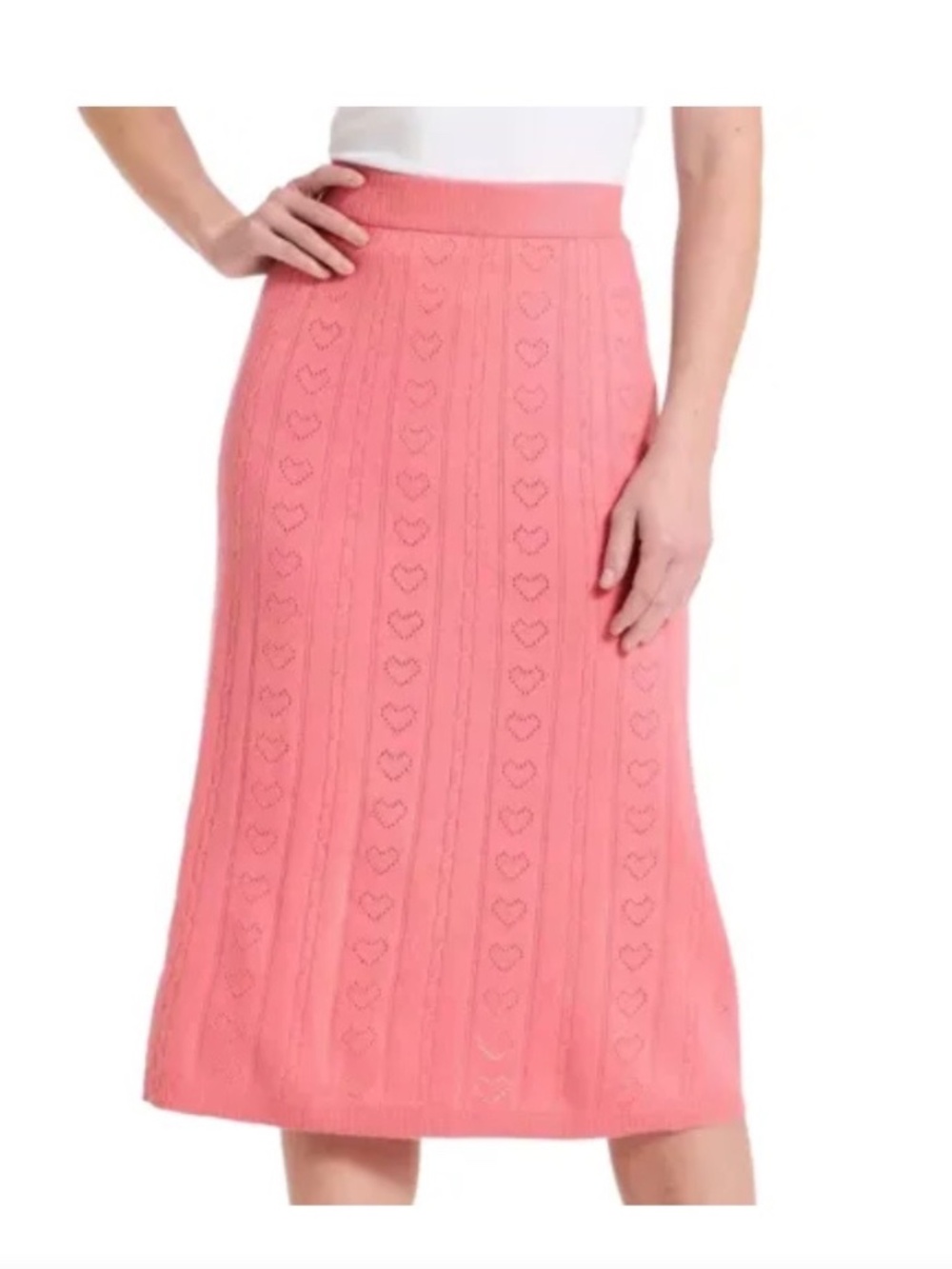 A New Day Pointelle Heart Sweater Skirt. Sz L.